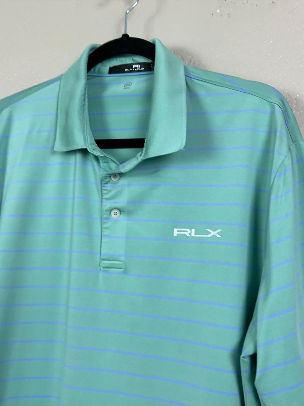 Ralph Lauren RLX Mint Green Polo with Light Blue Stripes